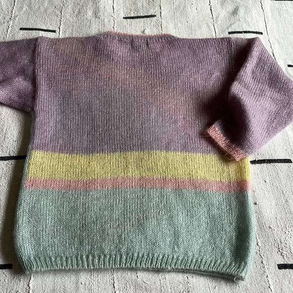 Vintage 80s Renee Tener For Jeanne Pierre Mohair Pastel Rainbow Sweater S 🌸 - Picture 8 of 11